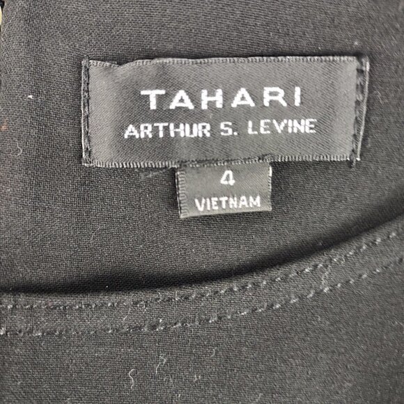 Tahari Arthur S. Levine Black Pencil Zip Short Sleeve Round Neck Dress Size 4 - Picture 9 of 10